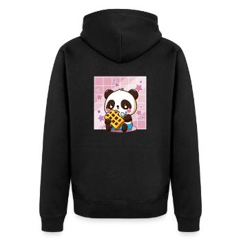Cute Kawaii Panda Who Eats Waffle Anime Manga - Unisex Premium Organic Zip Hoodie - black - Back - Nico (187cm)