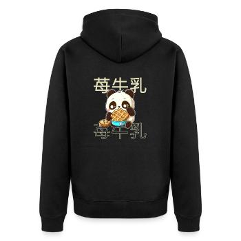 Cute Kawaii Panda Who Eats Waffle Anime Manga - Veste à capuche bio Premium Unisexe - noir - Dos - Nico (187cm)