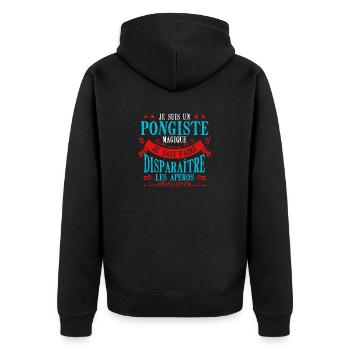 Je Suis Un Pongiste Magique - Veste à capuche bio Premium Unisexe - noir - Dos - Nico (187cm)