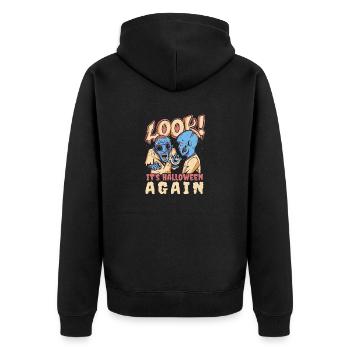Look it's halloween again zombies Look it's hallow - Unisex Premium Bio Zip Hoodie - Schwarz - Hinten - Nico (187cm)