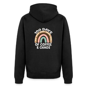100 days of coffee and chaos rainbow Funny - Unisex Premium Organic Zip Hoodie - black - Back - Nico (187cm)