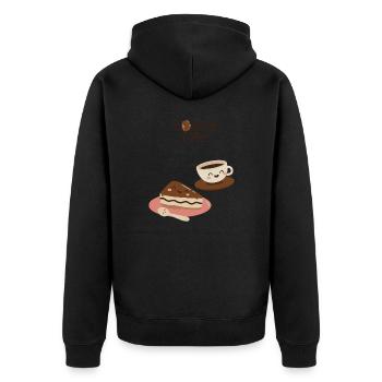 Kaffeezeit 3 - Unisex Premium Bio Zip Hoodie - Schwarz - Hinten - Nico (187cm)