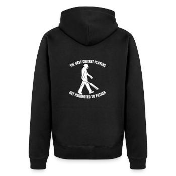 Kricket Vater Spruch Kricketfan Papa Team Cricket - Unisex Premium Bio Zip Hoodie - Schwarz - Hinten - Nico (187cm)