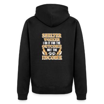 Shelter Worker I Do it For The Outcome Animal - Unisex Premium Bio Zip Hoodie - Schwarz - Hinten - Nico (187cm)