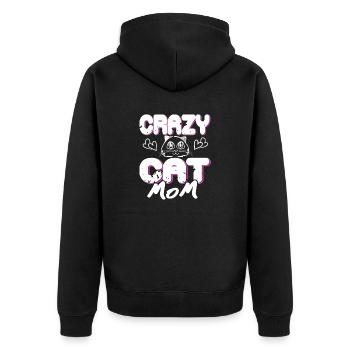 Crazy Cat MOM Cute Retro Animal Lover Protection - Unisex Premium Bio Zip Hoodie - Schwarz - Hinten - Nico (187cm)