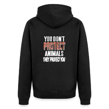 You Don't Protect Animals They Protect You Retro - Unisex Premium Bio Zip Hoodie - Schwarz - Hinten - Nico (187cm)