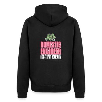 Domestic Engineer AKA Stay At Home MOM Retro - Unisex Premium Bio Zip Hoodie - Schwarz - Hinten - Nico (187cm)