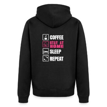 Coffee Stay At Home Sleep Repeat Working MOM - Unisex Premium Organic Zip Hoodie - black - Back - Nico (187cm)