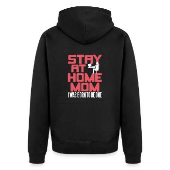 Stay At Home MOM I Was Born To Be One Retro Funny - Unisex Premium Bio Zip Hoodie - Schwarz - Hinten - Nico (187cm)