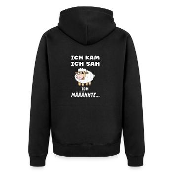 I came I saw I mowed - funny sheep - Unisex Premium Organic Zip Hoodie - black - Back - Nico (187cm)