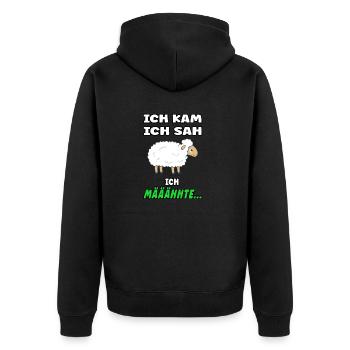 I came I saw I mowed - funny sheep - Unisex Premium Organic Zip Hoodie - black - Back - Nico (187cm)