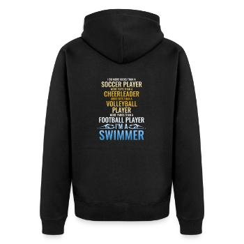 Lustiges Schwimmen Schwimmer - Unisex Premium Bio Zip Hoodie - Schwarz - Hinten - Nico (187cm)