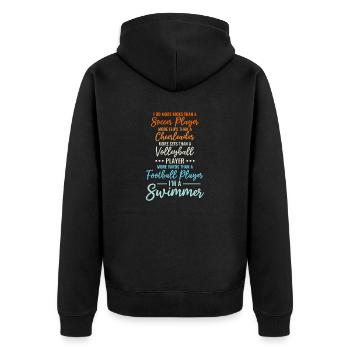 Lustiges Schwimmen Schwimmer - Unisex Premium Bio Zip Hoodie - Schwarz - Hinten - Nico (187cm)