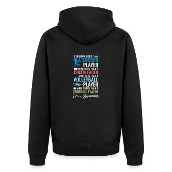Lustiges Schwimmen Schwimmer - Unisex Premium Bio Zip Hoodie - Schwarz - Hinten - Nico (187cm)
