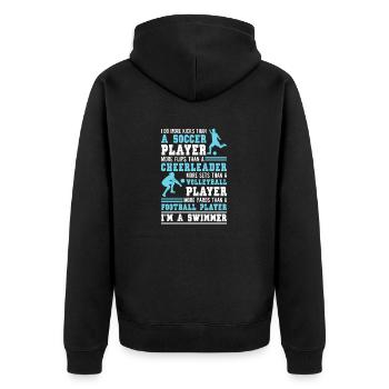 Lustiges Schwimmen Schwimmer - Unisex Premium Bio Zip Hoodie - Schwarz - Hinten - Nico (187cm)
