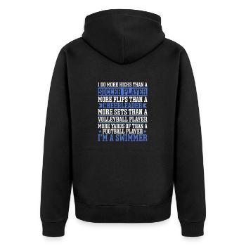 Lustiges Schwimmen Schwimmer - Unisex Premium Bio Zip Hoodie - Schwarz - Hinten - Nico (187cm)