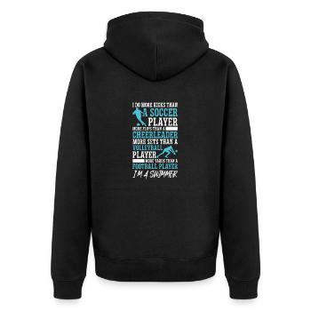 Lustiges Schwimmen Schwimmer - Unisex Premium Bio Zip Hoodie - Schwarz - Hinten - Nico (187cm)