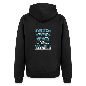 Lustiges Schwimmen Schwimmer - Unisex Premium Bio Zip Hoodie - Schwarz - Hinten - Nico (187cm)