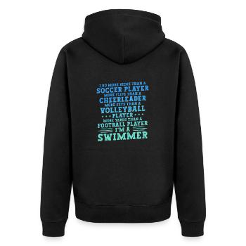 Lustiges Schwimmen Schwimmer - Unisex Premium Bio Zip Hoodie - Schwarz - Hinten - Nico (187cm)