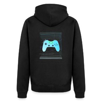 Digital Controller - Unisex Premium Bio Zip Hoodie - Schwarz - Hinten - Nico (187cm)
