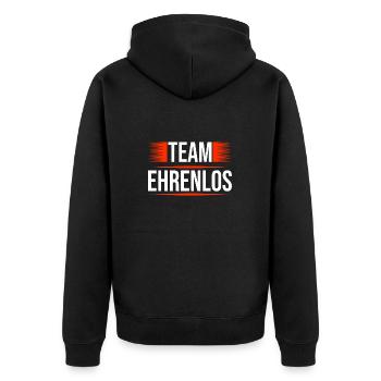 Team Ehrenlos - Unisex Premium Bio Zip Hoodie - Schwarz - Hinten - Nico (187cm)