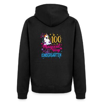 100 magische Tage von Kinder Unicorn - Unisex Premium Bio Zip Hoodie - Schwarz - Hinten - Nico (187cm)