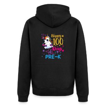Niedliches Einhorn Happy 100 Tage Pre-K - Unisex Premium Bio Zip Hoodie - Schwarz - Hinten - Nico (187cm)