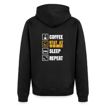 Coffee Stay At Home Sleep Repeat Funny Working DAD - Unisex Premium Organic Zip Hoodie - black - Back - Nico (187cm)