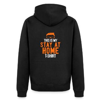 This Is My Stay At Home T-Shirt Funny Working DAD - Unisex Premium Organic Zip Hoodie - black - Back - Nico (187cm)