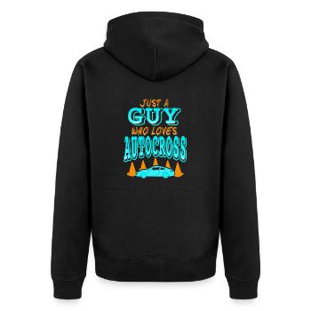 Just A Guy Who Loves Autocross Retro Driver - Unisex Premium Organic Zip Hoodie - black - Back - Nico (187cm)