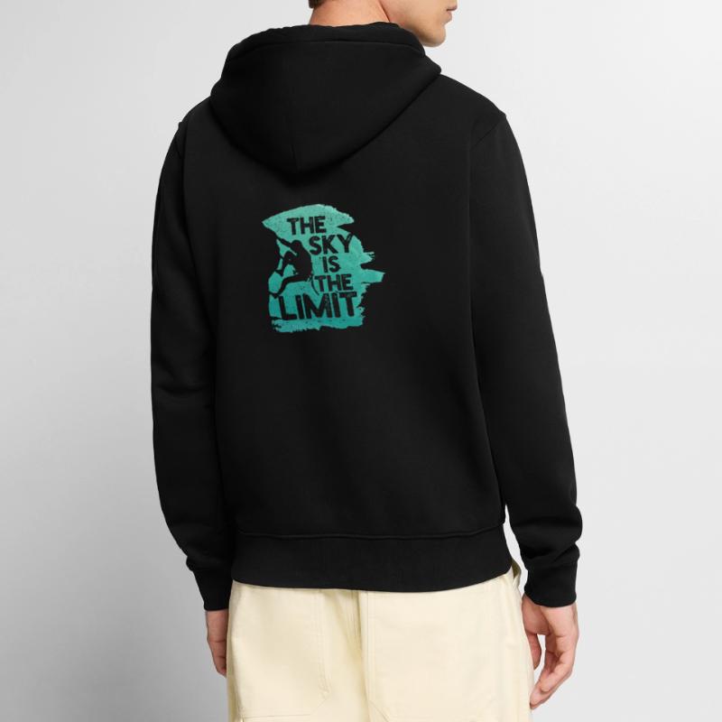 Der Himmel ist die Grenze - Kletterer oder Boulder Unisex Premium Bio Zip Hoodie