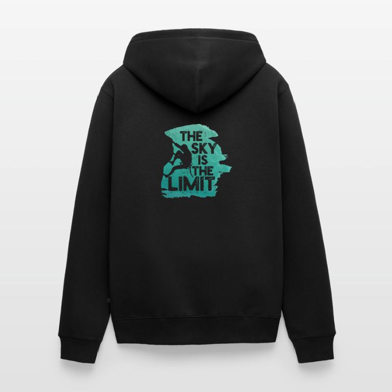 Der Himmel ist die Grenze - Kletterer oder Boulder Unisex Premium Bio Zip Hoodie