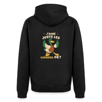 J'aime Juste Les Canards - Veste à capuche bio Premium Unisexe - noir - Dos - Nico (187cm)