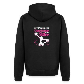 My favorite cheerleader is my sister - Unisex Premium Organic Zip Hoodie - black - Back - Nico (187cm)