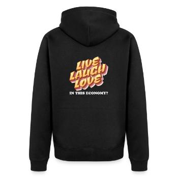 Live - Laugh - Love - Lebe, Lache, Liebe - Unisex Premium Bio Zip Hoodie - Schwarz - Hinten - Nico (187cm)