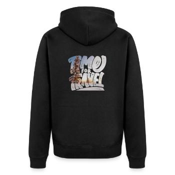 Time for travel - Unisex Premium Bio Zip Hoodie - Schwarz - Hinten - Nico (187cm)