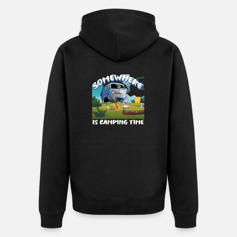 Somewhere is camping time - Unisex Premium Organic Zip Hoodie - black