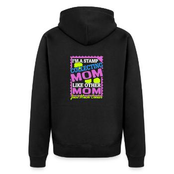 I'm A STAMP Collecting MOM Retro Funny Collector - Unisex Premium Organic Zip Hoodie - black - Back - Nico (187cm)