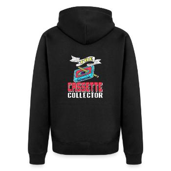 The CASSETTE Collector Retro Cool Collection - Unisex Premium Bio Zip Hoodie - Schwarz - Hinten - Nico (187cm)