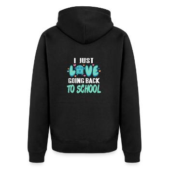 I Just Love Going Back To School Retro Freshman - Unisex Premium Organic Zip Hoodie - black - Back - Nico (187cm)