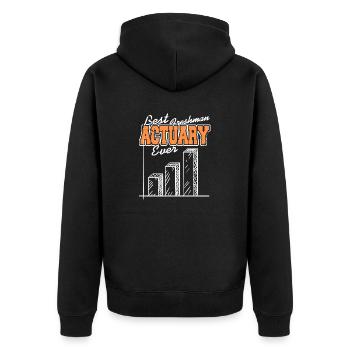Best Freshman ACTUARY Ever Cool Retro Freshman - Unisex Premium Organic Zip Hoodie - black - Back - Nico (187cm)