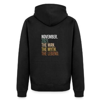 November 2021 The Man The Myth The Legend - Unisex Premium Organic Zip Hoodie - black - Back - Nico (187cm)