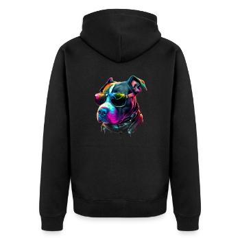 American Staffordshire Terrier Dogs Staffordshire - Unisex Premium Bio Zip Hoodie - Schwarz - Hinten - Nico (187cm)