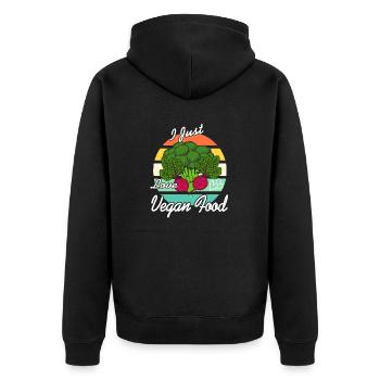 I Just Love VEGAN Food Awesome Retro Vegan Designs - Unisex Premium Bio Zip Hoodie - Schwarz - Hinten - Nico (187cm)