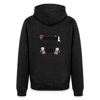 Mein Verstand sagt Heiraten mein Bauch sagt Saufen - Unisex Premium Bio Zip Hoodie - Schwarz - Hinten - Nico (187cm)