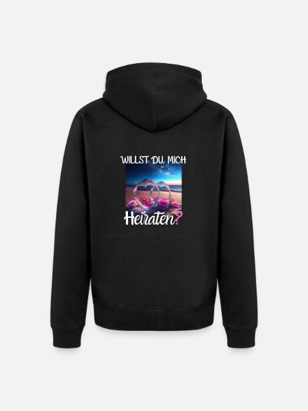 Heiratsantrag für Hochzeit oder Verlobung - - Unisex Premium Bio Zip Hoodie - Schwarz