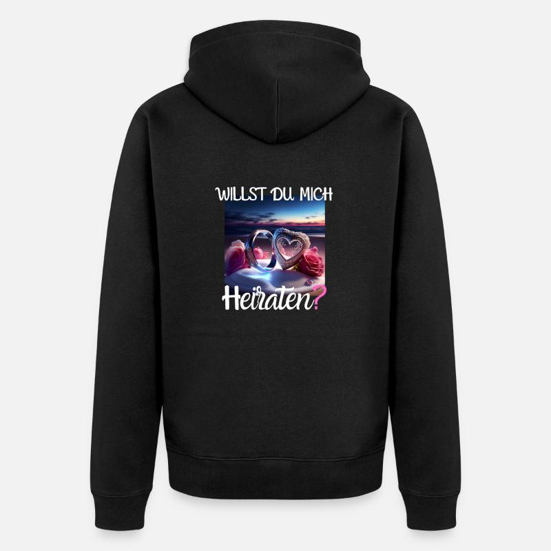 Heiratsantrag für Hochzeit oder Verlobung - - Unisex Premium Bio Zip Hoodie - Schwarz
