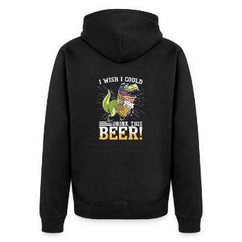 Beer T-Rex Funny Dinosaur - Unisex Premium Organic Zip Hoodie - black - Back - Nico (187cm)