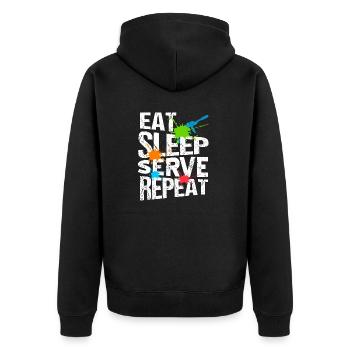 EAT Sleep Serve Repeat Retro Navy Seals Army - Unisex Premium Organic Zip Hoodie - black - Back - Nico (187cm)