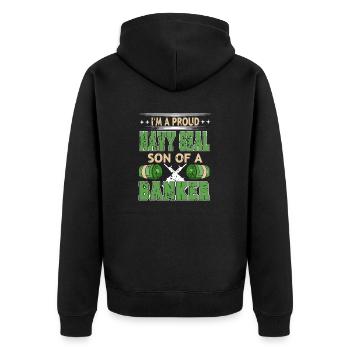 I'm A Proud NAVY SEAL Son Of A BANKER Cool Retro - Unisex Premium Organic Zip Hoodie - black - Back - Nico (187cm)